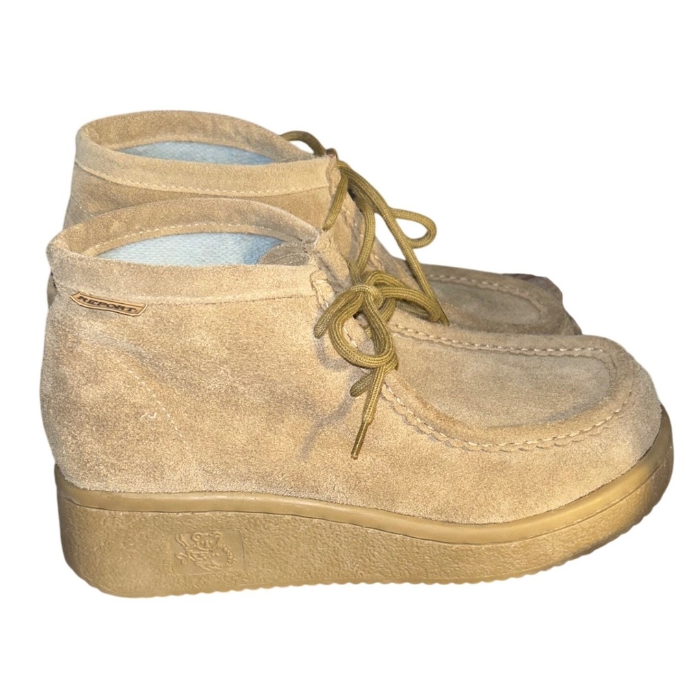 Report Koala Tan Suede Platform Chukka Boots Moc Toe Wallabee Style 8.5
